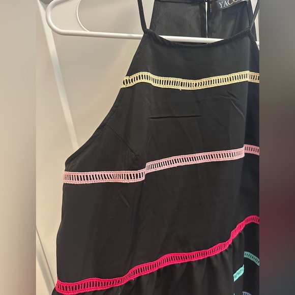 Yacun Women’s Black High Neck Colourful Stripe Peplum Tank Top Size Small - Picture 5 of 10